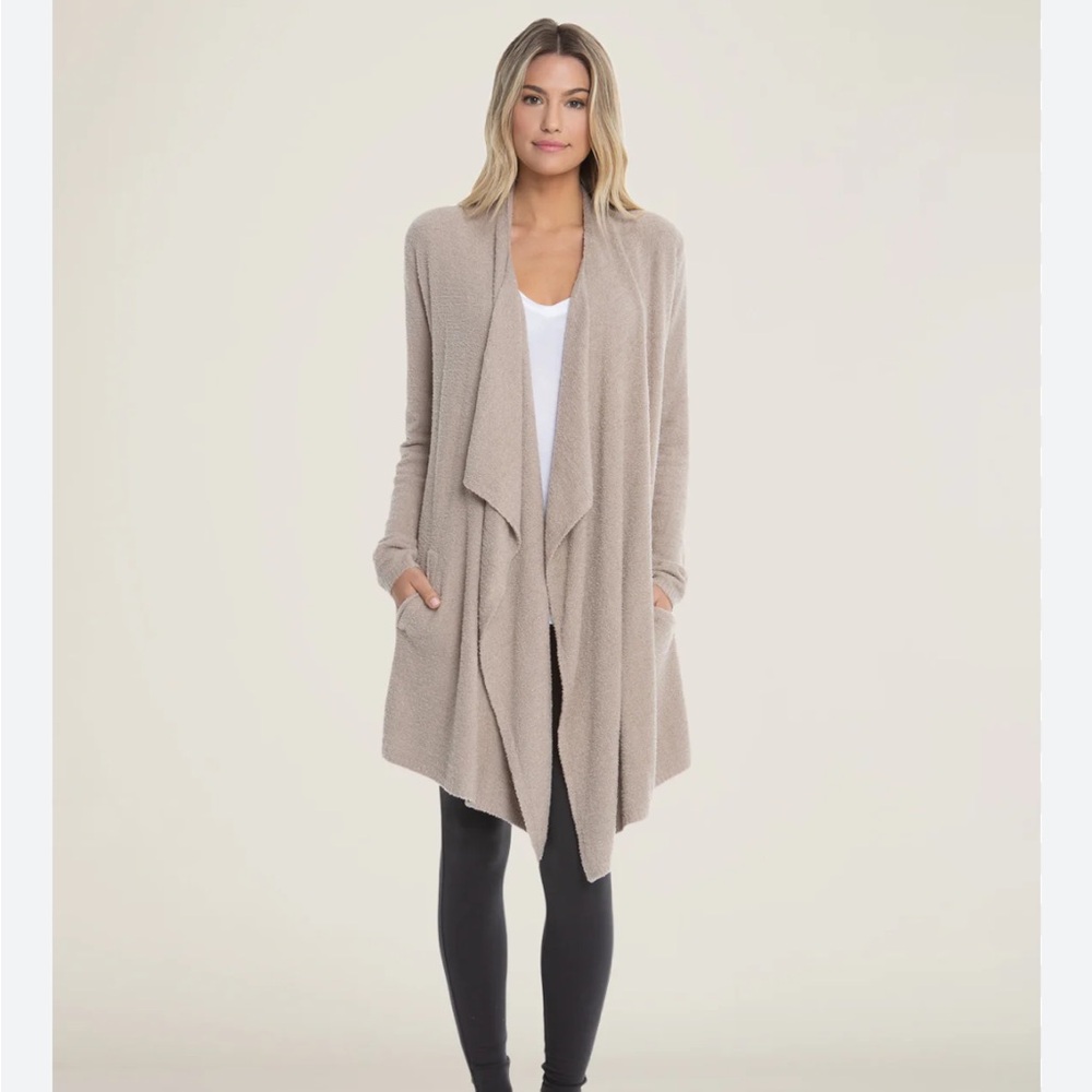 Barefoot Dreams Cozy chic lite knit open cream cardigan S/M